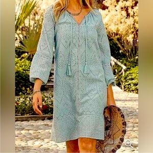 Sundance Light Blue Eyelet
Embroidered Casual Dress Size M